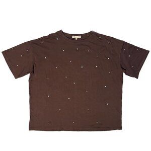 Gilded Intent Brown Rhinestone Bling Short Sleeve Tshirt - One Size Y2K